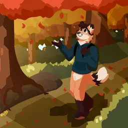 Foxis taking a walk in an Autumn Forest